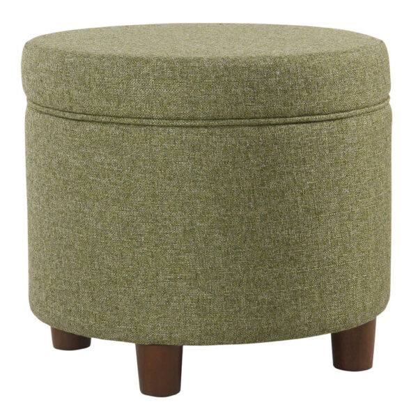 Andi Round Tweed Mid Century Upholstered Storage Ottoman