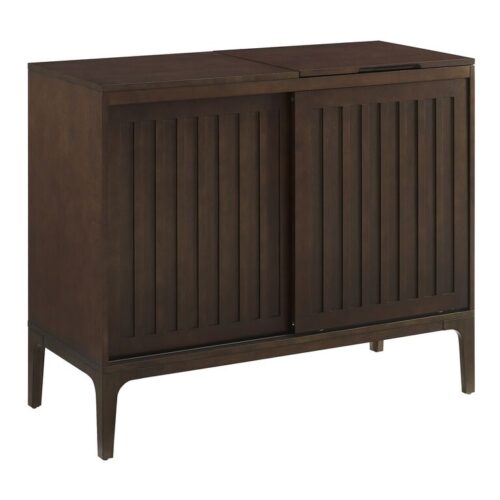 Asher Dark Brown Wood Media Stand With Record Storage Asher Dark Brown Wood Media Stand With Record Storage