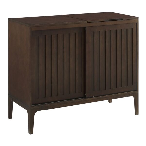 Asher Dark Brown Wood Media Stand With Record Storage Asher Dark Brown Wood Media Stand With Record Storage