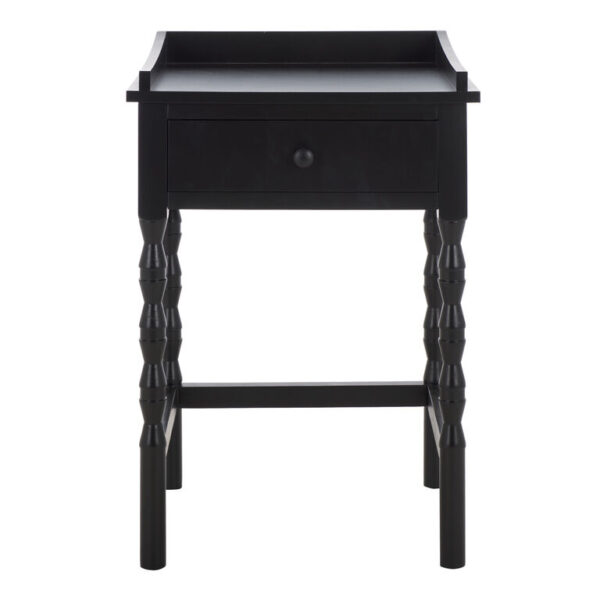 Briarwood Matte Black Wood Geo Leg Side Table with Drawer