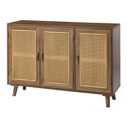 Cavtat Wood and Cane 3 Door Storage Cabinet Cavtat Wood and Cane 3 Door Storage Cabinet