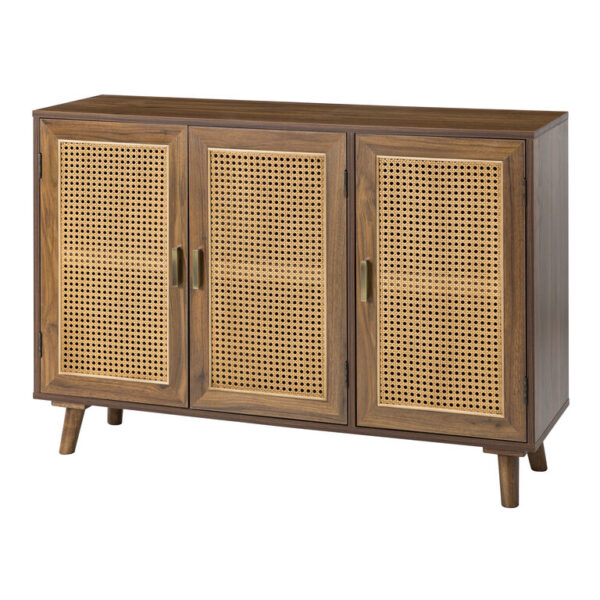 Cavtat Wood and Cane 3 Door Storage Cabinet