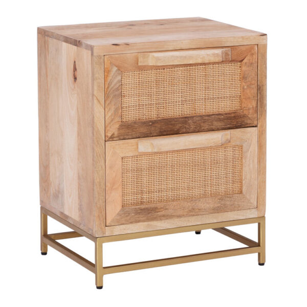 Cresset Wood and Rattan Cane 2 Drawer Storage Cabinet