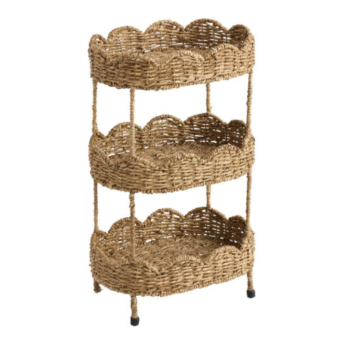 Daisy Oval Seagrass Scalloped 3 Tier Storage Tower Daisy Oval Seagrass Scalloped 3 Tier Storage Tower