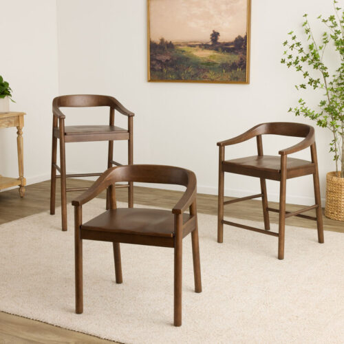 Dansen Umber Brown Wood Low Back Dining Seat Collection