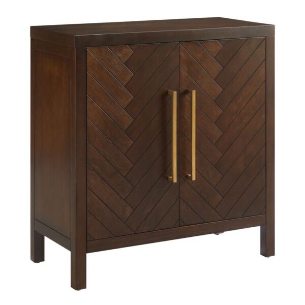 Dominique Wood Herringbone Storage Cabinet
