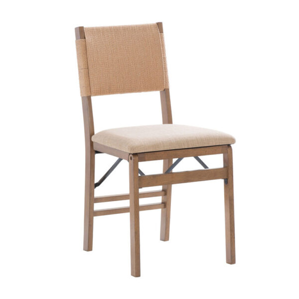 Elba Natural Rope and Wood Folding Dining Chair 2 Piece Set
