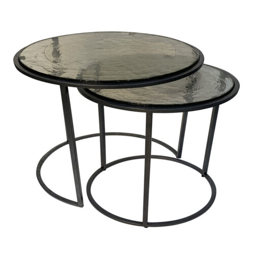 Ezra Round Antiqued Recycled Glass Nesting Table 2 Piece Set Ezra Round Antiqued Recycled Glass Nesting Table 2 Piece Set