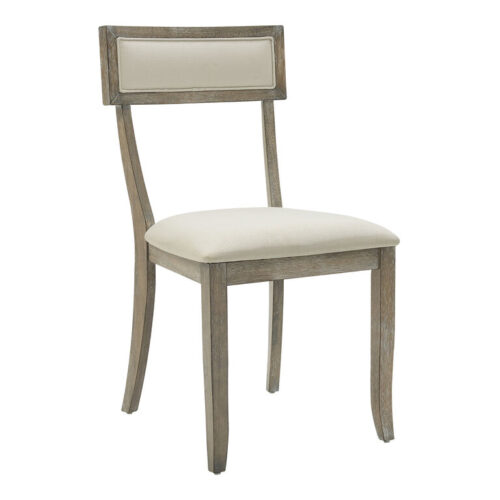 Fern Rustic Gray Wood Upholstered Dining Chair 2 Piece Set