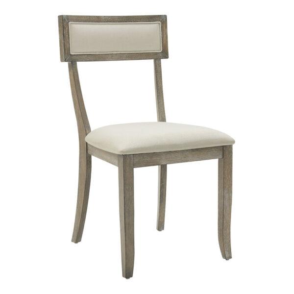 Fern Rustic Gray Wood Upholstered Dining Chair 2 Piece Set