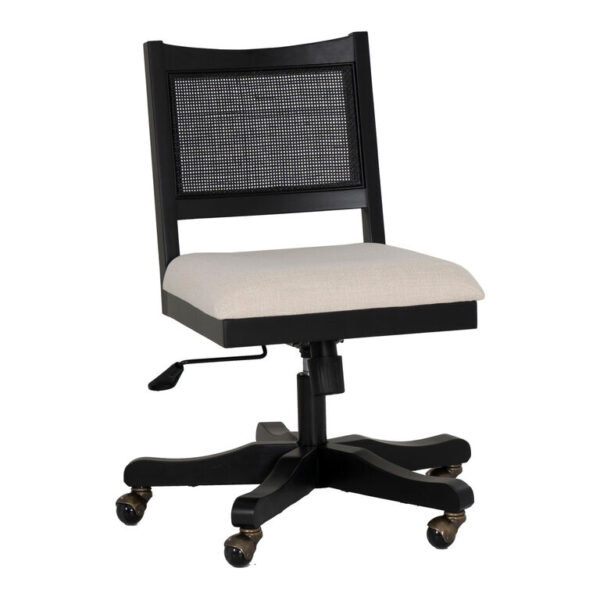 Fernan Wood and Rattan Cane Office Chair with Cushion