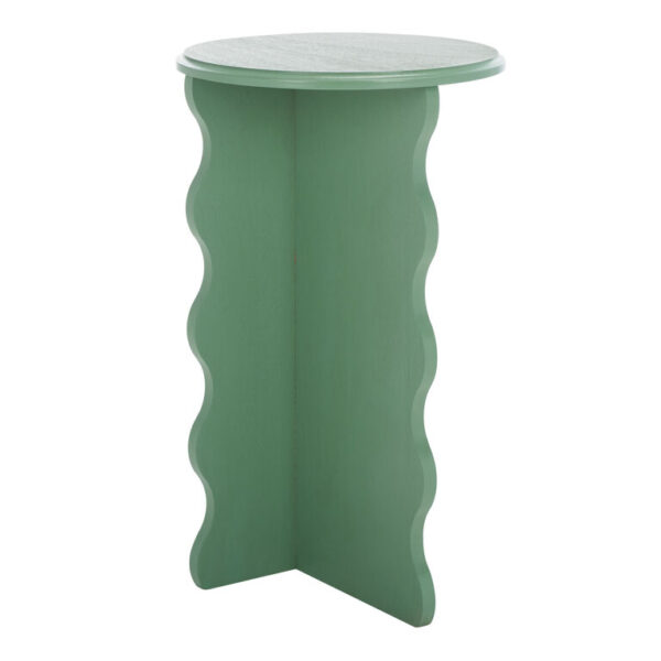 Glade Sage Green Wood Wavy Pedestal Side Table