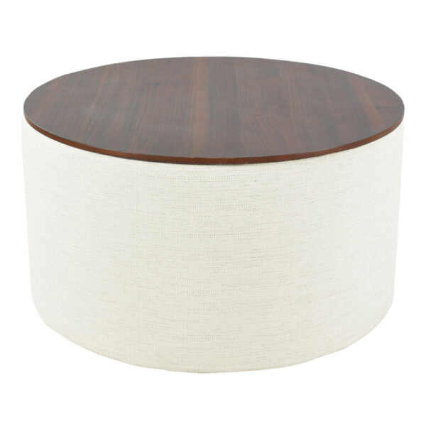 Grant Round Wood Top Upholstered Storage Ottoman Grant Round Wood Top Upholstered Storage Ottoman