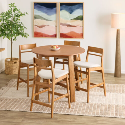 Handler Round Wood 5 Piece Counter Height Dining Set Handler Round Wood 5 Piece Counter Height Dining Set