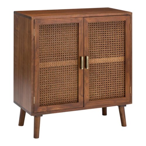 Helmer Cherry and Rattan Cane Storage Cabinet Helmer Cherry and Rattan Cane Storage Cabinet