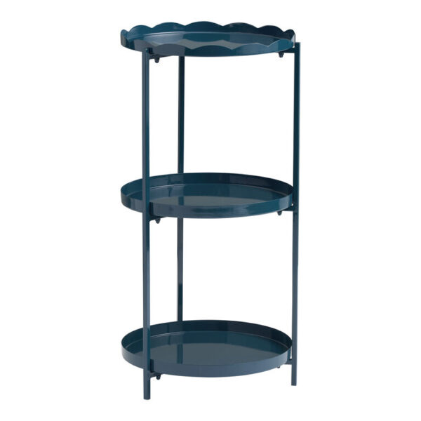 Iris Dark Teal Metal Scalloped 3 Tier Storage Tower