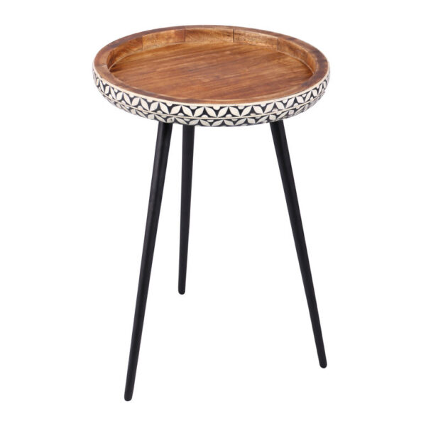 Julius Round Wood and Bone Inlay Side Table Julius Round Wood and Bone Inlay Side Table