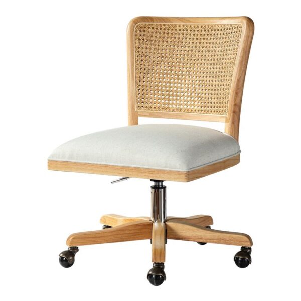 Kent Rattan Back Upholstered Office Chair Kent Rattan Back Upholstered Office Chair