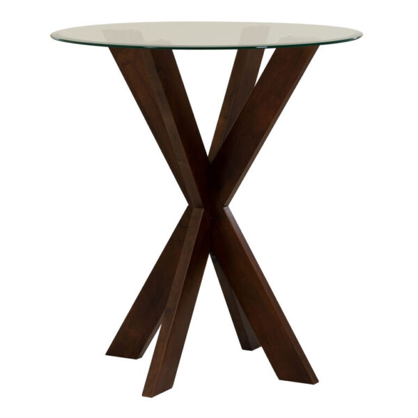 Kent Round Espresso Wood and Glass Top Pub Dining Table