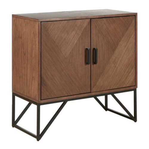 Leasy Walnut Wood and Black Metal Storage Cabinet Leasy Walnut Wood and Black Metal Storage Cabinet