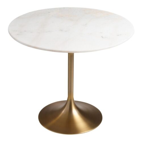 Leilani White Marble Top and Gold Tulip Dining Table