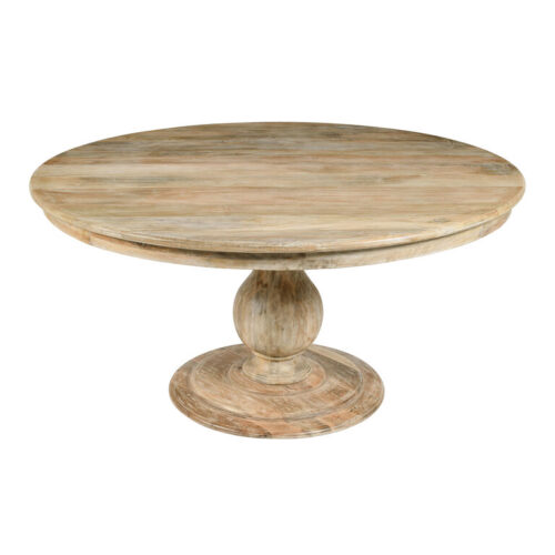 Lilestone Round Natural Mango Wood Pedestal Dining Table Lilestone Round Natural Mango Wood Pedestal Dining Table