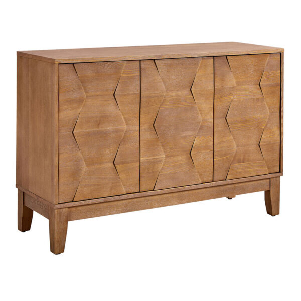 Lillian Walnut Carved Wood Geo Sideboard