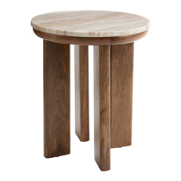 Maderno Round Marble Top and Wood End Table Maderno Round Marble Top and Wood End Table