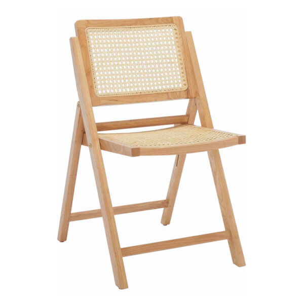 Malia Ash Wood And Cane Folding Dining Chair 2 Piece Set
