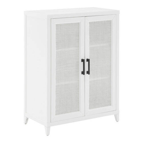 Rayna White Faux Rattan Stackable Storage Cabinet Rayna White Faux Rattan Stackable Storage Cabinet
