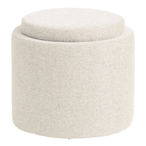 Thompkins Round Basketweave Upholstered Storage Ottoman