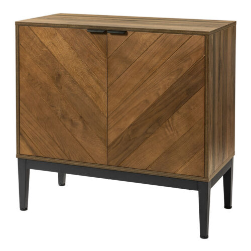 Widgate Wood and Black Metal Herringbone Storage Cabinet Widgate Wood and Black Metal Herringbone Storage Cabinet