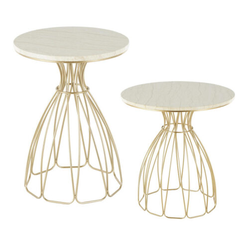 Zeno Gold Metal and Marble End Table Zeno Gold Metal and Marble End Table