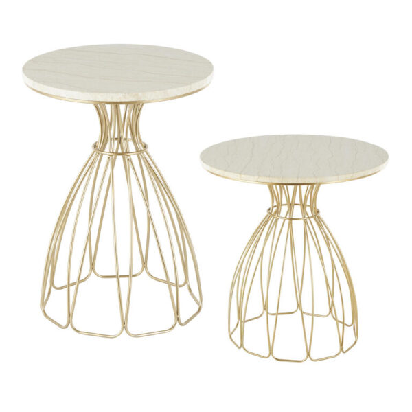 Zeno Gold Metal and Marble End Table
