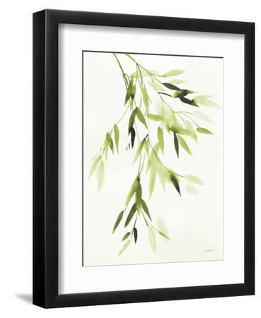 Bamboo Leaves IV Green - Black Framed Art Print Wall Art, 9x12