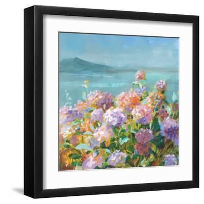 Beach Hydrangeas - Black Framed Art Print Wall Art, 12x12