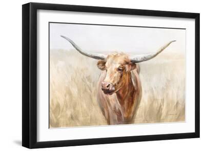 Big Sky Longhorn Neutral - Black Framed Art Print Wall Art, 18x12