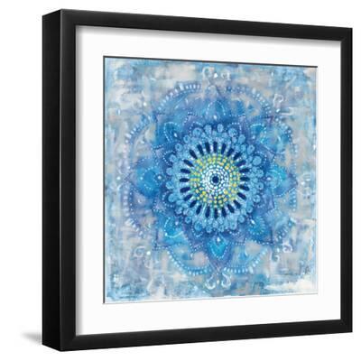Concentric Mandala Blue - Black Framed Art Print Wall Art, 12x12