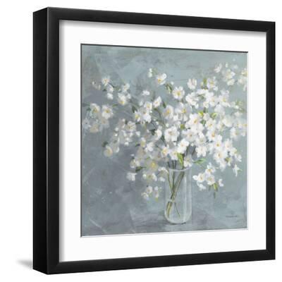 Fresh White Bouquet Gray Crop - Black Framed Art Print Wall Art, 12x12