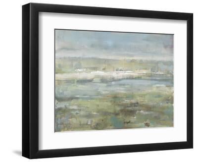 Gray Blue Field - Black Framed Art Print Wall Art, 12x9