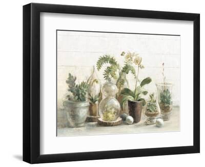 Greenhouse Orchids on Shiplap - Black Framed Art Print Wall Art, 12x9