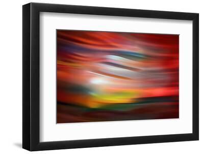 Red Sunset - Black Framed Art Print Wall Art, 12x8