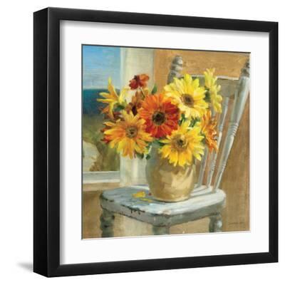 Sunflowers by the Sea Crop - Black Framed Art Print Wall Art, 12x12