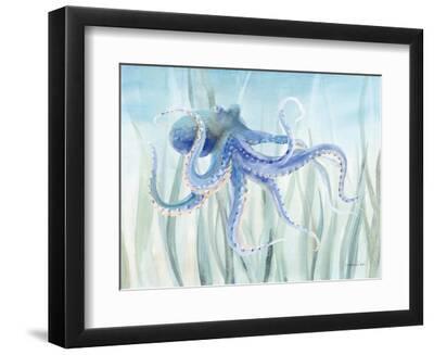 Undersea Octopus Seaweed - Black Framed Art Print Wall Art, 12x9